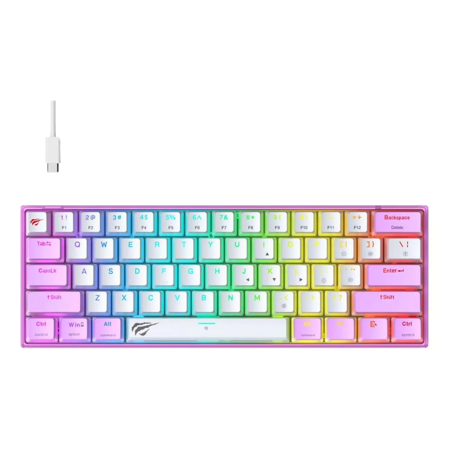 TECLADO GAMER RGB PURPURA+BLANCO