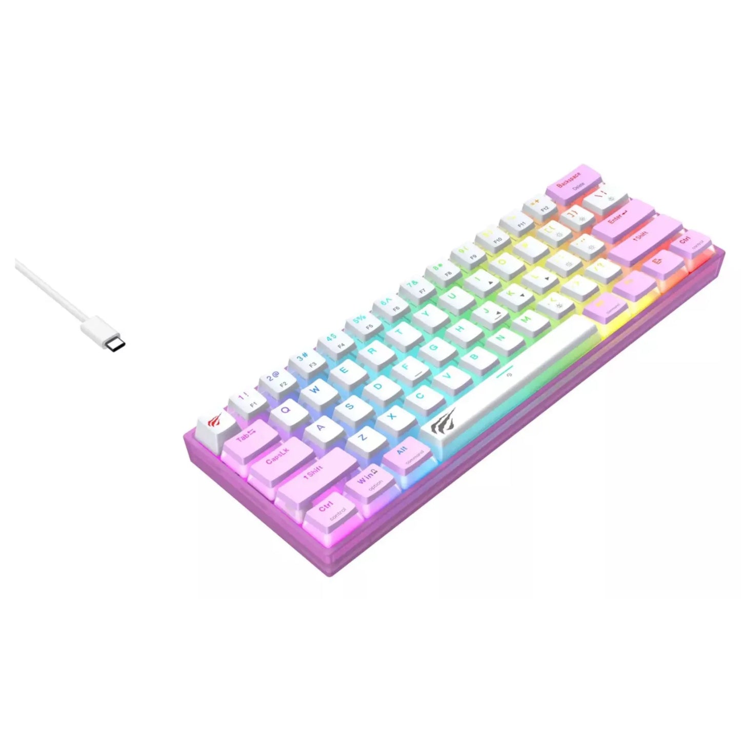 TECLADO GAMER RGB PURPURA+BLANCO